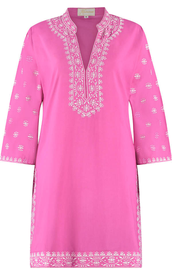 Positano fuchsia cotton kaftan by Kaminee London