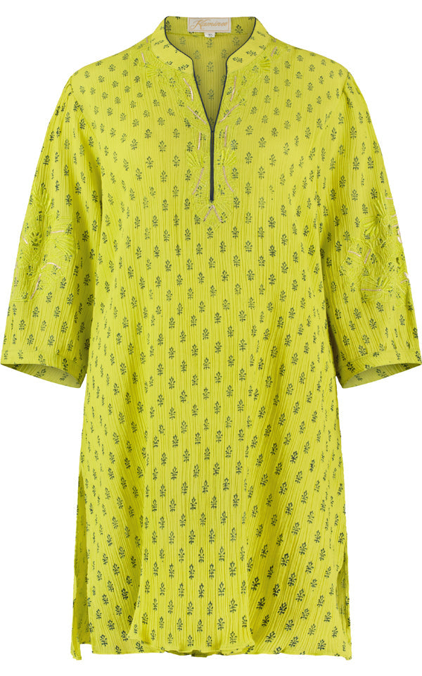 Lime green cotton kaftan by Kaminee