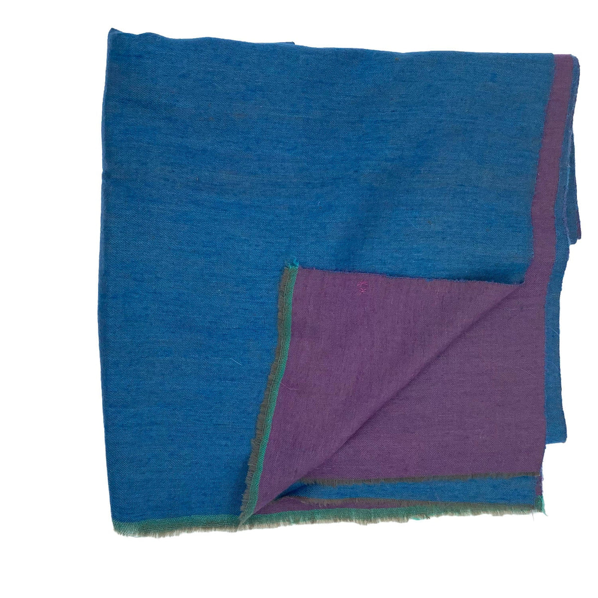 Blue and purple two-tone pure cashmere shawl