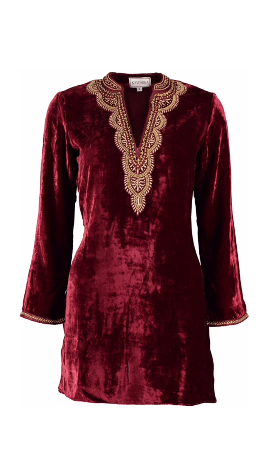 Red velvet Casa Tua tunic by Kaminee London