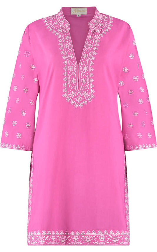 Positano fuchsia cotton kaftan by Kaminee London