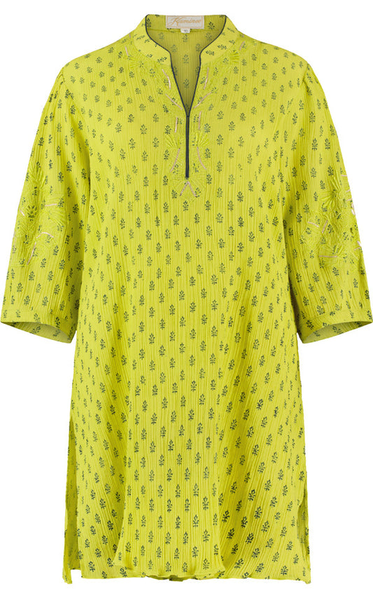 Lime green cotton kaftan by Kaminee