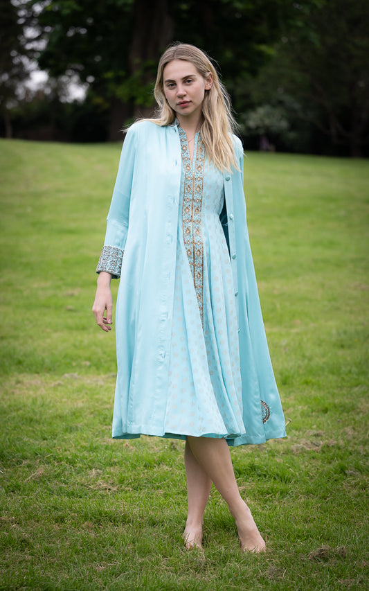 Heritage Satin Silk Jacket - Turq