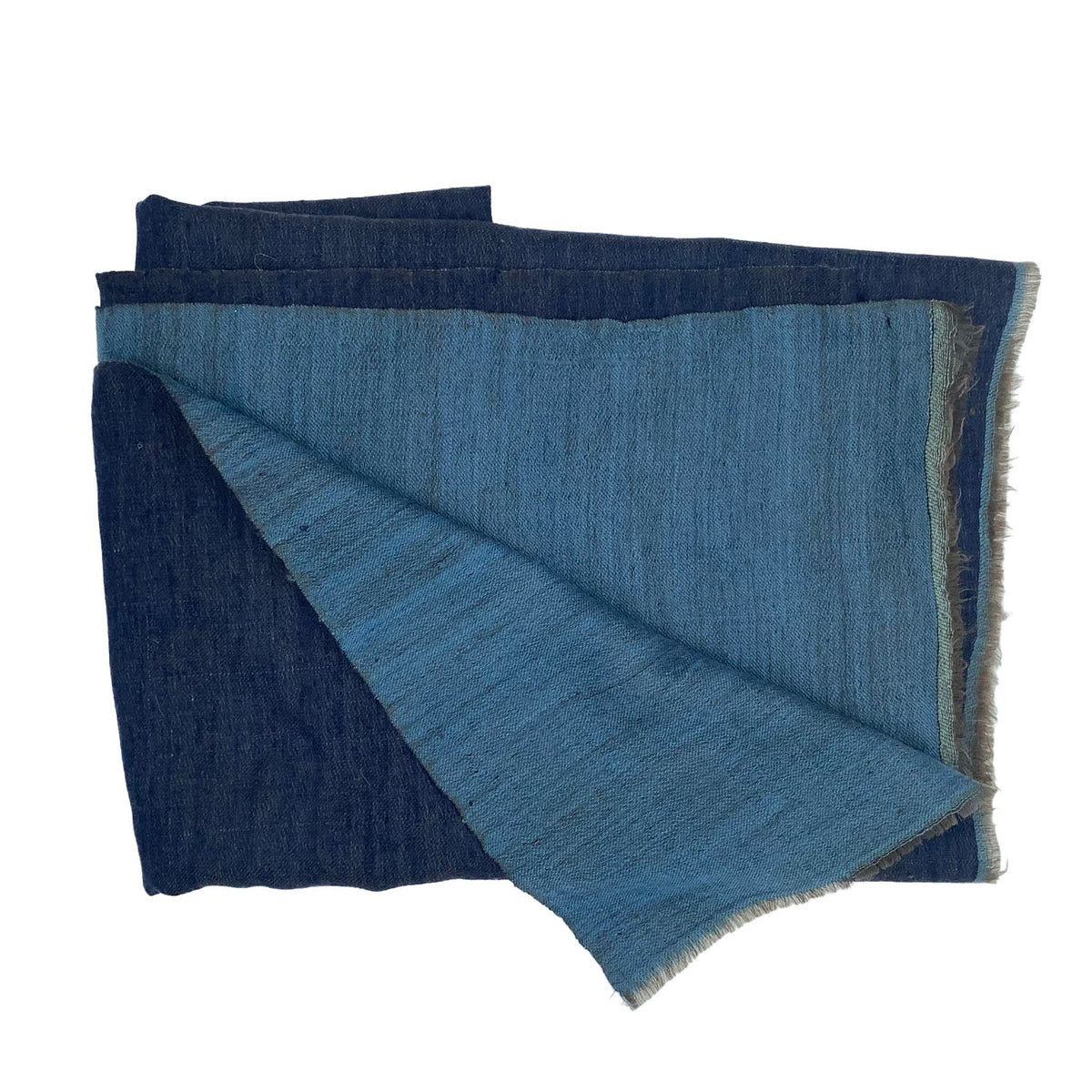 Navy and denim blue two-tone pure cashmere shawl