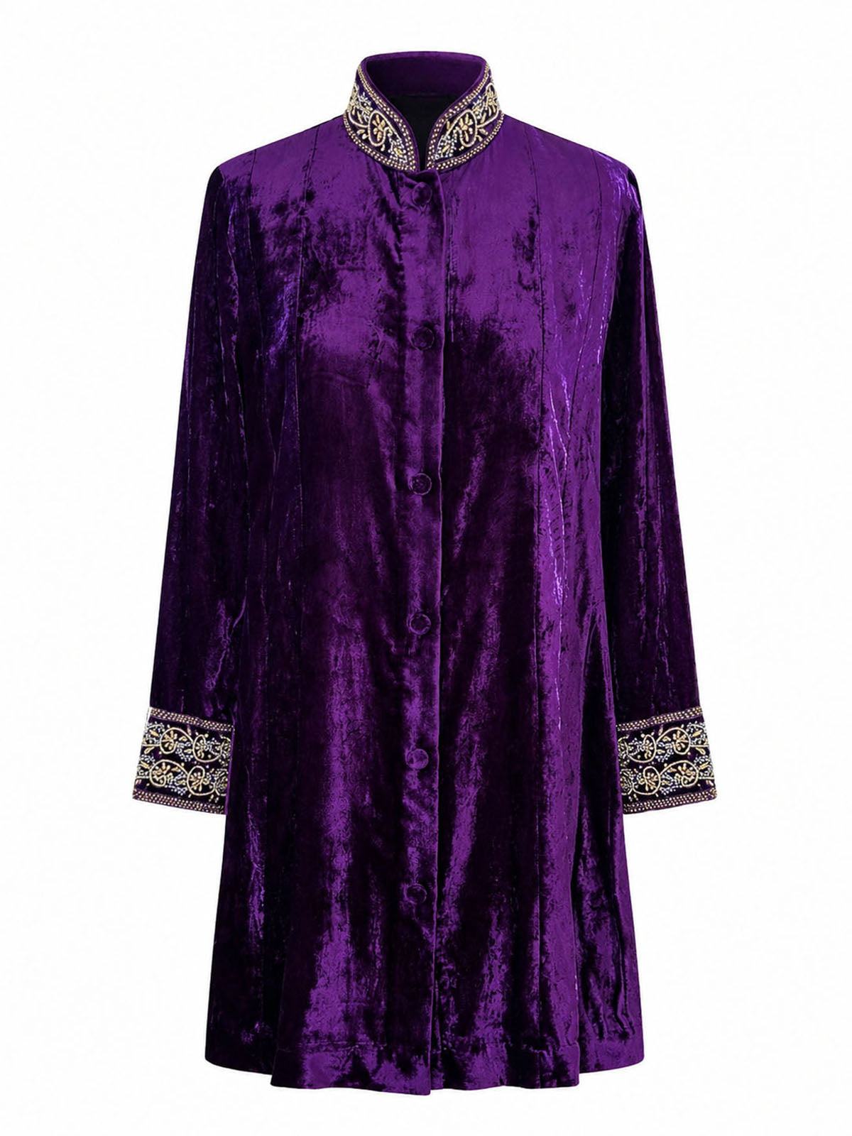 Leela purple silk velvet jacket with embroidered detailing