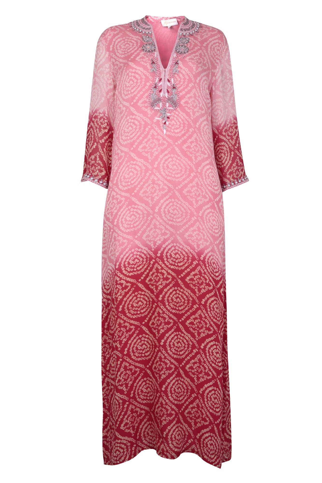 Mustique Long Silk Dress – Shade Coral | Kaminee
