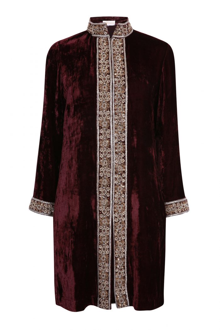 Royal Heritage Velvet Jacket – Deep Burgundy | Kaminee