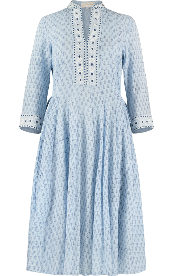 Portofino Cotton Dress – Blue | Kaminee