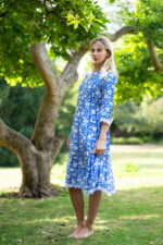 Crete Cotton Silk Dress - Blue
