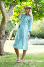 La Sereno Cotton Crepe Dress - Turquoise/Green