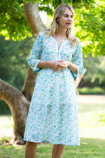 Zemi Beach Cotton Crepe Dress - Turq/Green